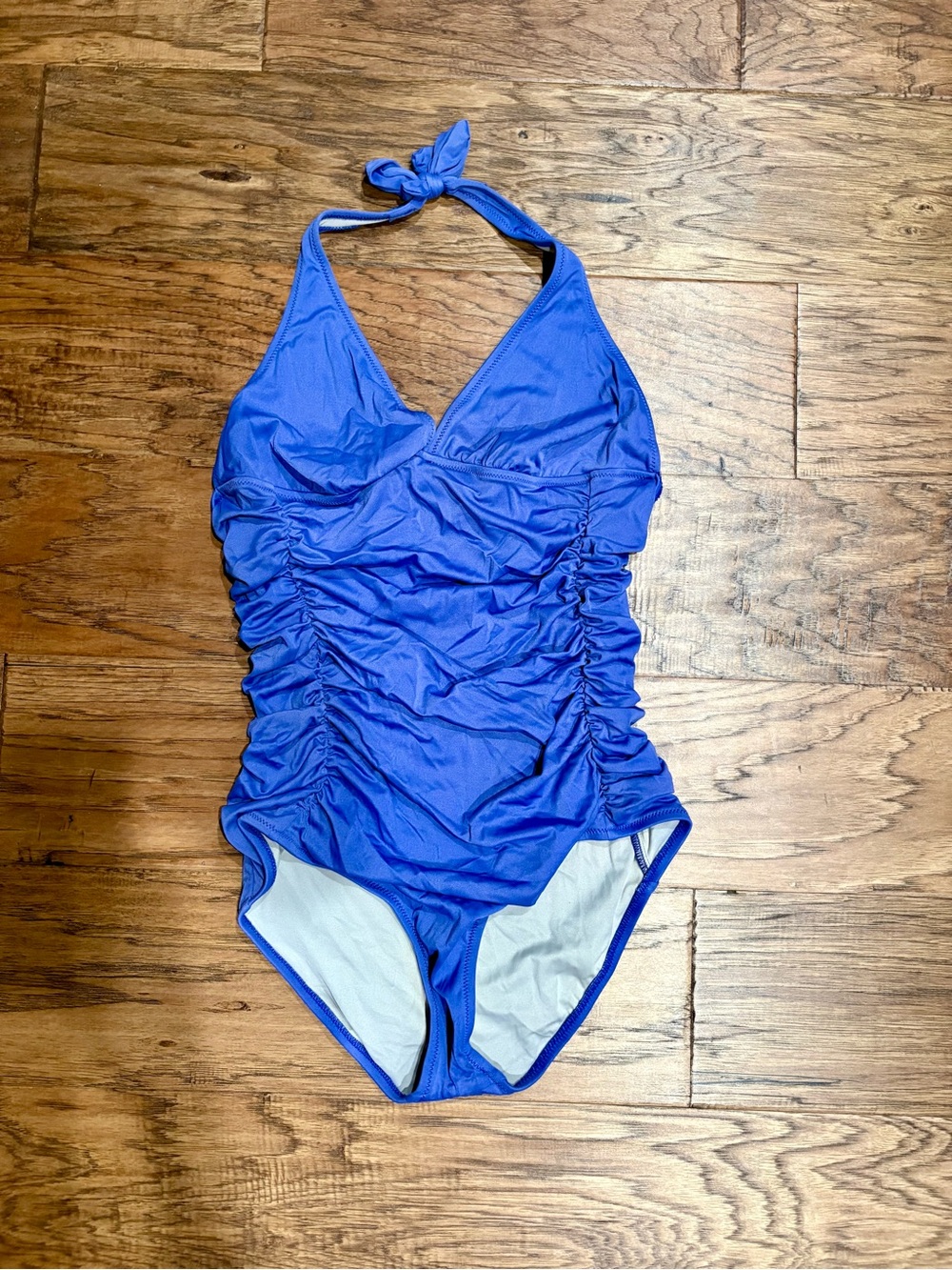 J.Crew Royal Blue Ruched Halter One-Piece Swimsuit